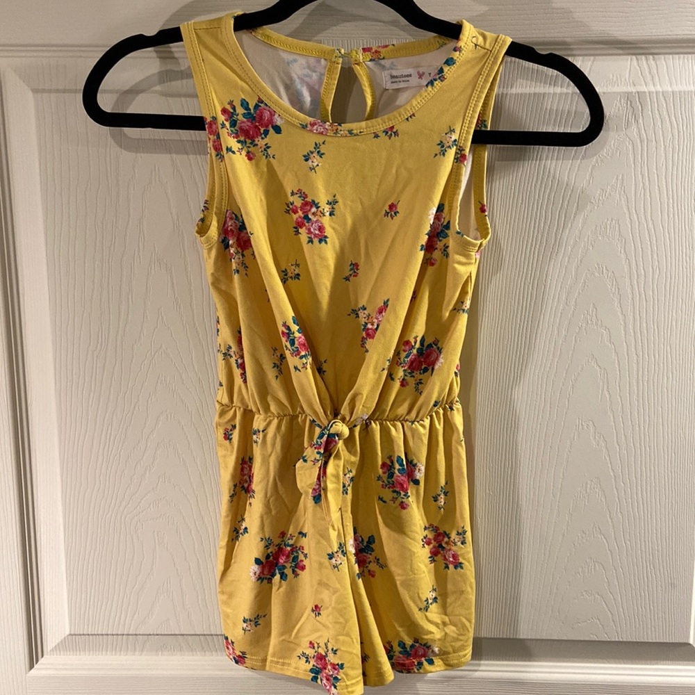 Girls Beautees Romper Yellow with Flowers Size 7